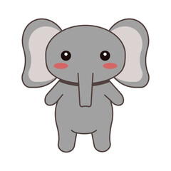 Fototapeta premium editable line, stroke, elephant. Hand Drawn vector illustration character. cute animal. Doodle cartoon style. Funny baby kids print. Isolated vector illustration. Kawaii animal.