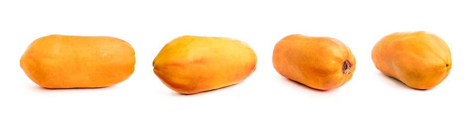 collection of ripe papaya fruit isolated on white background