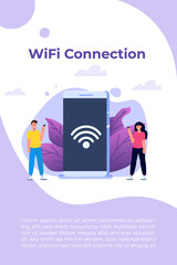 WiFi Connection concept. Remote connected devices. Vector illustration.