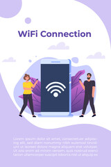 WiFi Connection concept. Remote connected devices. Vector illustration.