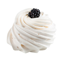 Isolated anna pavlova dessert meringue with blackberry