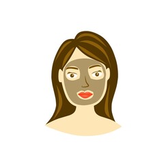Vector of a girl wearing a face mask for facial treatment. Vector isolated in white color