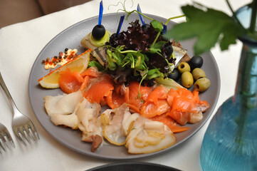 fish platters at a Banquet in a restaurant