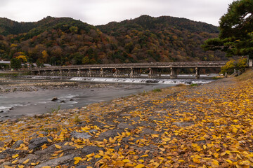 Fototapeta na wymiar The Togetsukyo Bridge in Arashiyama, Kyoto, Japan