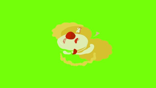 Capcake icon animation cartoon object on green screen background