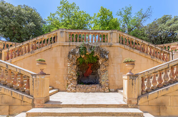 Terracotta relief of nymph Echo in the Grotto of Echo and Narcissus in the Park of the Labyrinth of...