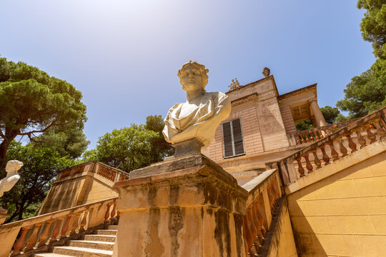 The entrance to the Park of the Labyrinth of Horta (Parc del Laberint d'Horta) in Barcelona, Spain