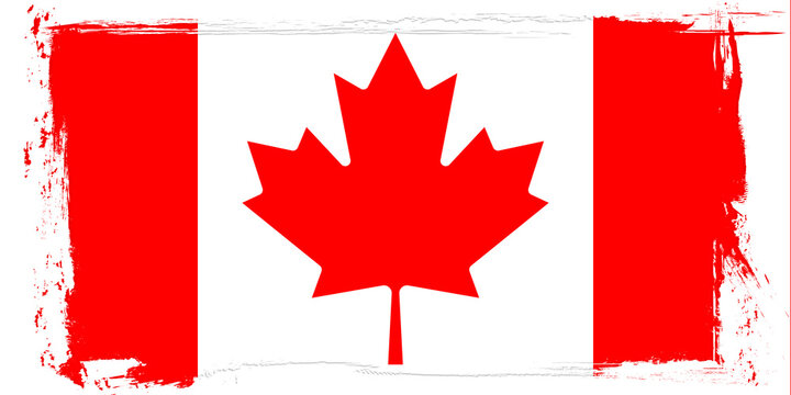 Canadian flag, banner with grunge brush