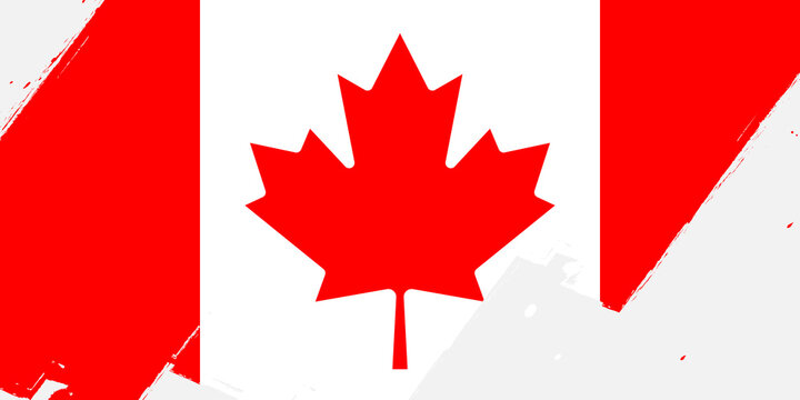 Canadian flag, banner with grunge brush