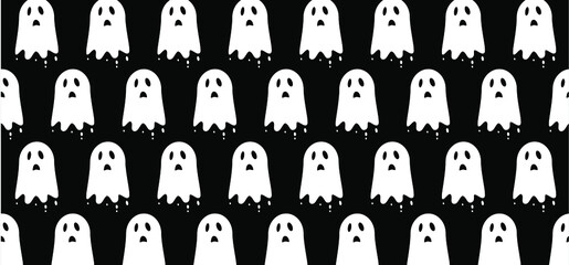 Ghost for happy halloween party. Flat vectorg ghosts sign. Funny cartoon spooky Horror seamless pattern. Zombie, spook 31 october fest. Boo.
