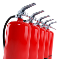 Red Fire extinguisher on white background. 3d illustration