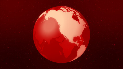 アメリカ中心の赤色のデジタルネットワーク地球イメージ背景