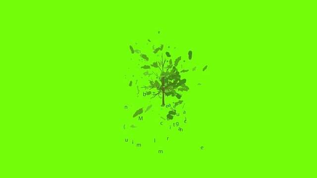 Cucumber tree icon animation cartoon object on green screen background