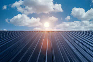 Metal sheet roof for industrial buildings and construction. Resistant to heat, sunlight