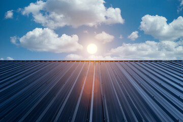 Metal sheet roof for industrial buildings and construction. Resistant to heat, sunlight © sirisakboakaew