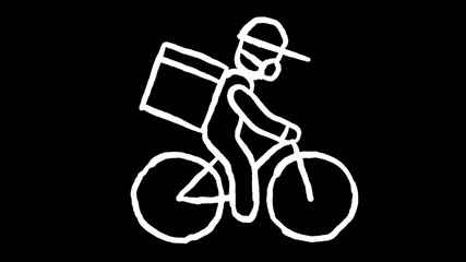 safe rider delivery icon animation in whiteboard style, ideal footage for social videos and covidfree themes