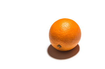 Fresh juicy orange isolated on white background.