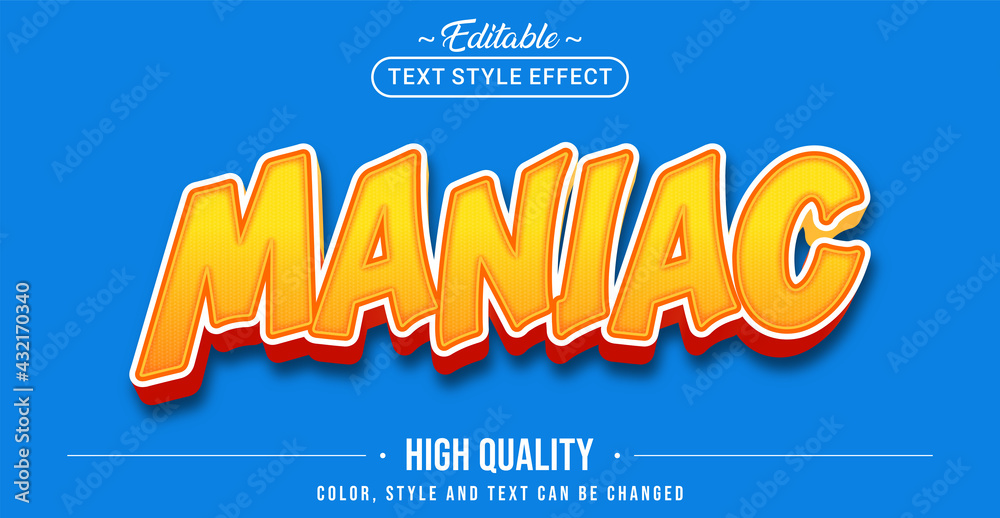 Aufkleber Editable text style effect - Maniac with Orange text style theme.