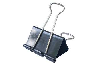 Black Paper clip isolated on white background. This has clipping path.