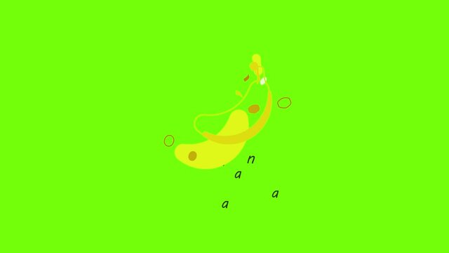 Banana icon animation cartoon object on green screen background