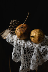 Still life pictorial style of group of pomegranates