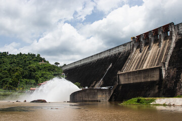 Khun Dan Prakarnchol Dam is roller-compacted concrete in Nakornnayok, Thailand.
