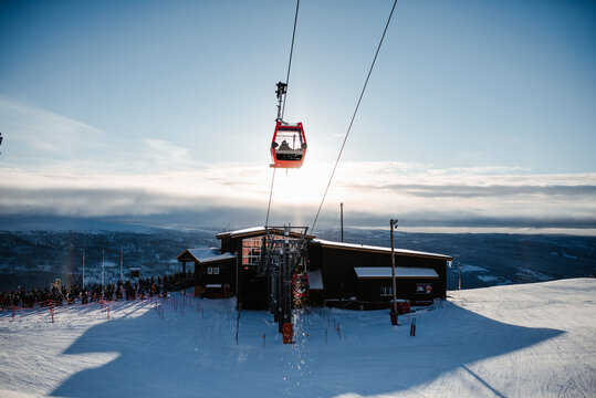 Ski lift at sunny day