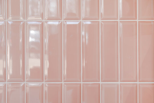 Pink Glossy Upright Rectangular Ceramic Tile, Background, Texture