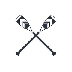 Crossed oar sign in flat style, vector