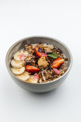 Bowl of oatmeal with banana