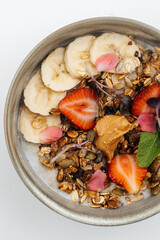 Bowl of oatmeal with banana