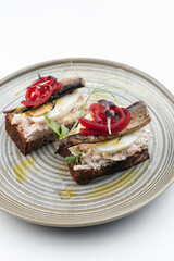delicious breakfast on a plate on a white background
