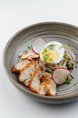 Traditional Russian cold soup on a white background