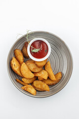 rustic potatoes on a white background
