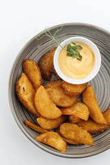 rustic potatoes on a white background
