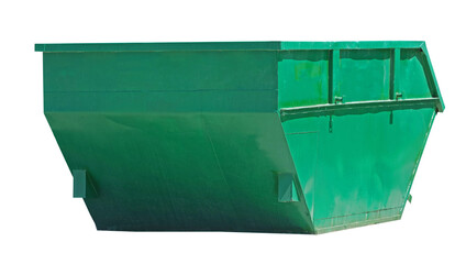 green garbage container on white