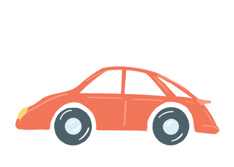 Fototapeta premium passenger car of red color. isolated. hand drawn cartoon style, vector illustration