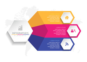Vector illustration infographics design template, business information, presentation chart, with 3 options or steps. 