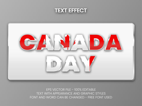 Canada day text effect silver with flag pattern. Easy to edit and free font used.
