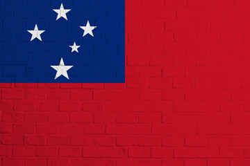 Flag of Samoa. Brick wall texture of the flag of Samoa