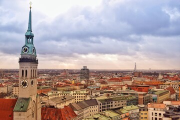 Fototapeta na wymiar Nice bird's eye view of Munich. Germany