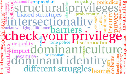 Fototapeta premium Check Your Privilege Word Cloud on a white background. 