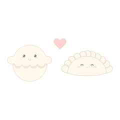 Cute dumplings. Vector illustration.