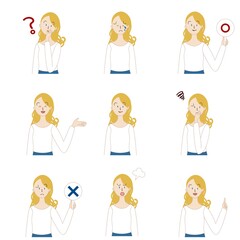 様々な表情の欧米人女性　セット
