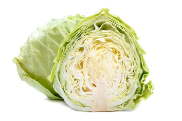 Fresh cabbage head isolated on white background