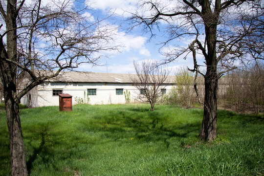 Modern buildings constructions and old buildings of mechanical tractor brigades Ukraine