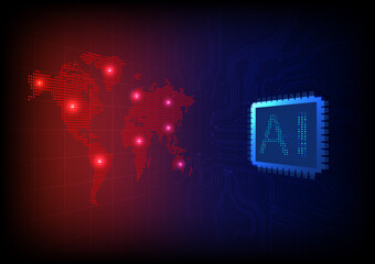 Futuristic ai system chip on abstract background