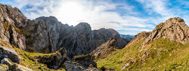 Panoramic view of the top of the Aiako Harria or Peñas de Aya mountain in the town of Oiartzun, Guipúzcoa. Basque Country