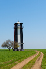 UKRAINE - July 2020: Hablovskiy Lighthouse in the field, Mykolaiv region, Ukraine