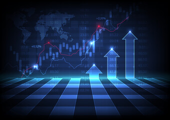 Business stock market graph with arrow